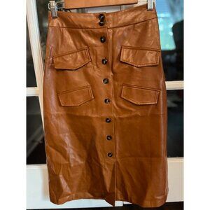 Anthropologie x mare mare Vegan Leather Midi Skirt Size XS Petite